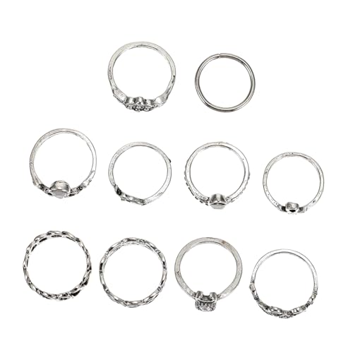 FOMIYES 10Stücke Retro Barock Fingerring Für Frauen Teiliges Schmuckset Mit Filigranem Design Für Besondere Anlässe Täglichen Gebrauch Langlebig Leicht Antikem von FOMIYES