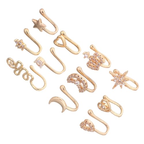 FOMIYES 11 Stück Teiliges Kupfer-nasenclip Zirkonbesatz Leichter Hautfreundlicher Fake-nasenring nicht Durchstochen Clip Damen und Herren Eleganter Schmuck für Alltag und Party von FOMIYES