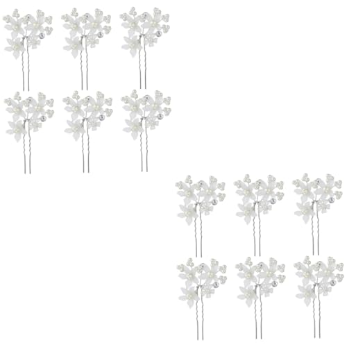 FOMIYES 12 Stk Haarklammer Tiara Haarspangen U-förmiger Haarstab Haarstock die Blumen Haarnadel Haarschmuck Kopfbedeckung Damen Weiß von FOMIYES