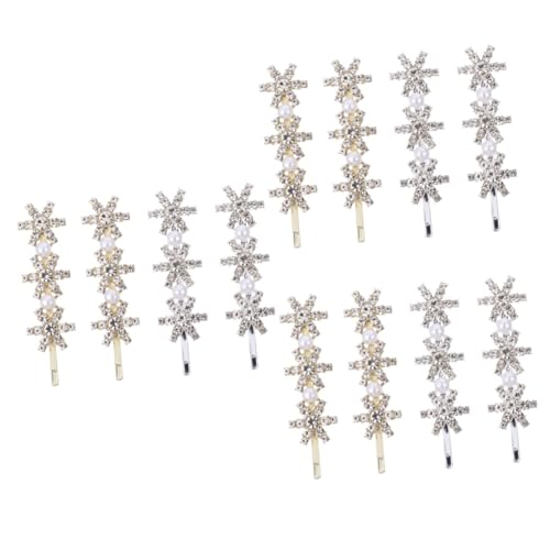 FOMIYES 12 Stk Strass Haarspange Bling Bobby Pins Haarspangen Für Frauen Haarspangen Mit Schneeflocken Für Damen Weihnachts-haarschmuck Perlenclips Für Haare Legierung von FOMIYES
