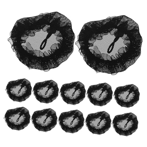 FOMIYES 12stücke Netz-haarwickel Mit Blumenrand Schwarze Haarnetze Elastische Dutt-abdeckung Haarschutz Für Tanz Und Hochsteckfrisuren Spitzen-haarnetz Für Frauen von FOMIYES