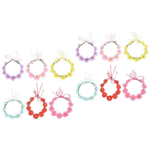 FOMIYES 12 Stk Kranz Tiara Gänseblümchen-haar-accessoires Stirnband Mit Blumenkranz Blumengirlande Damen Stirnbänder Haarschmuck Aus Sonnenblumen Stoff Brautjungfer Hochzeitskleid Schal von FOMIYES