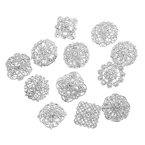 FOMIYES 12 Stück Strass-Brosche Blumenstrauß-Stift Broschennadel für große Strasssteine brosche vintage trachtenbrosche slice Kristallbroschen Brosche mit Strasssteinen Legierung Silver von FOMIYES