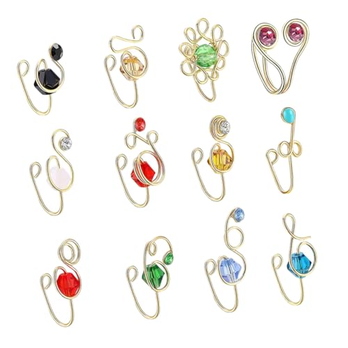 FOMIYES 12 Stück Teiliges Afrikanische Fake Nose für Frauen Verstellbare Rostfreie und Hautfreundliche Nasenmanschetten mit Funkelnden Strasssteinen Langlebiger Schmuck Piercing von FOMIYES