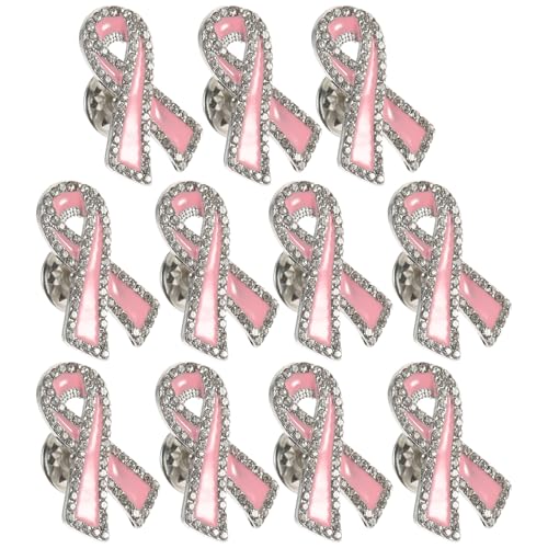 FOMIYES 12 Stück Teiliges Brustkrebs Awareness Broschen mit Kristallverzierung Modische Anstecknadeln für Kleidung Anzug Taschen für Charity Fundraiser und Brustkrebsbewusstsein von FOMIYES