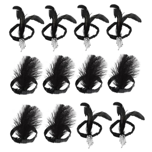 FOMIYES 12 Stück Teiliges Flapper Haarbänder mit Perlen und Federn Pailletten Kopfschmuck für Partys Leichtes Langlebiges Zubehör für Kostüm und Festlichkeiten von FOMIYES