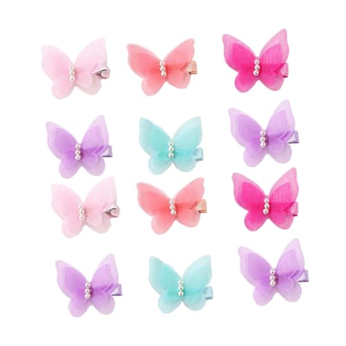 FOMIYES 12 Stück Teiliges Süße Chiffon Schleifen Haarspangen mit Perlen für Mädchen Kreativer Haarschmuck Langlebige Stoffhaarklammern für Verschiedene Anlässe von FOMIYES