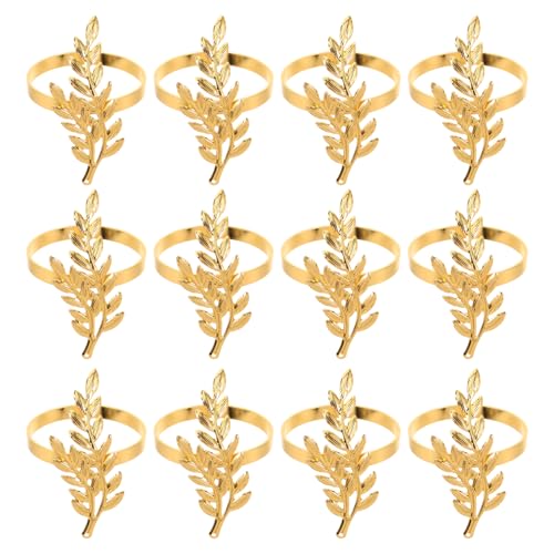 FOMIYES 12 Stück Weizen Serviettenringe Blätter Serviettenhalter Serviettenschnallen Für Hochzeit Erntedankfest Herbsternte Party Esstischdekoration Golden von FOMIYES