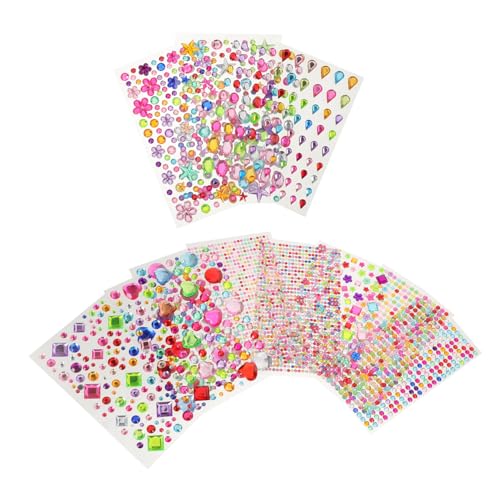 FOMIYES 12blätter Bögen Selbstklebende Strass-aufkleber Mit Flacher Rückseite Acryl-edelstein-juwelen in Verschiedenen Formen Und Farben Diy-gesichts Und Kleidungsschmuck Für von FOMIYES