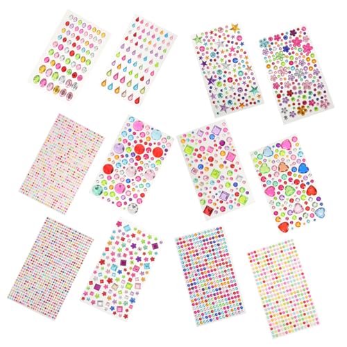 FOMIYES 12blätter Strass-aufkleber in Tropfenform Mit Flacher Rückseite Edelstein-aufkleberbögen Selbstklebende Acryl-juwelen Für Diy Kostüm Party Nagel Und Cosplay Dekoration von FOMIYES