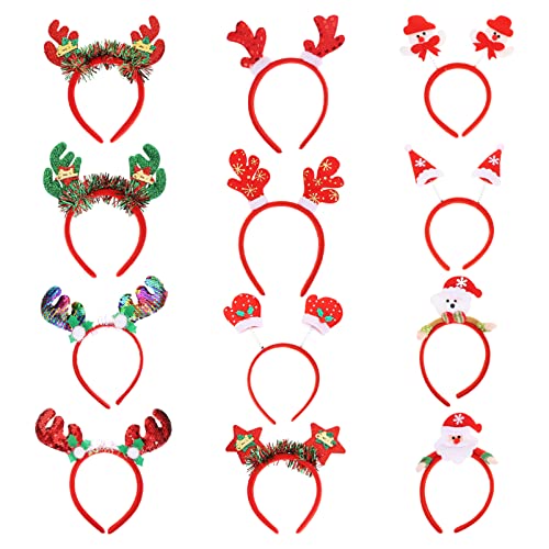 FOMIYES Elegantes 12-teiliges Weihnachts-stirnband-set Glitzernde Haarbänder Weihnachtsthema Für Dekoration Und Foto-requisite von FOMIYES