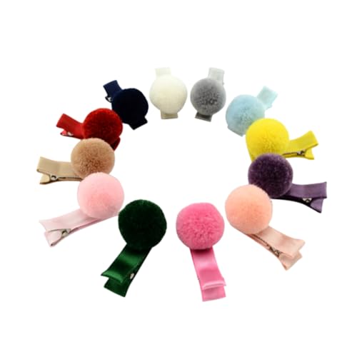 FOMIYES 12stücke Haarspangen Für Mädchen Mit Fuzzy Ball Haarnadeln Aus Strapazierfähigem Material Entzückender Kopfschmuck in Gemischter Farbe Für Kleine Tochter von FOMIYES