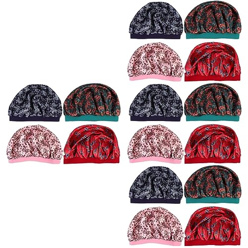 FOMIYES 16 Stk Nachtmütze Haarschutzmütze Schlafender Turban Schlafmütze Für Frauen Schlafhaube Haarhaube Zum Schlafen Motorhaube Mädchen Schlafen Turban Satin Amöbe Shampoo Fräulein von FOMIYES