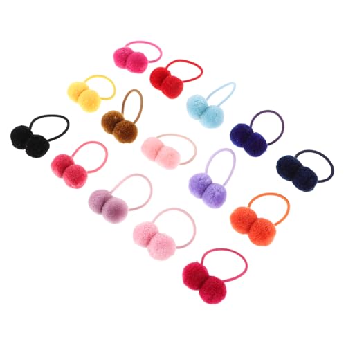 FOMIYES 16 Stück Teiliges Haargummi für Mädchen mit Weichen Elastischen Bändern und Doppelt Flauschigen Pompons Bunte Haaraccessoires für Junge Mädchen Kleinkinder Sicherer Ziepen von FOMIYES