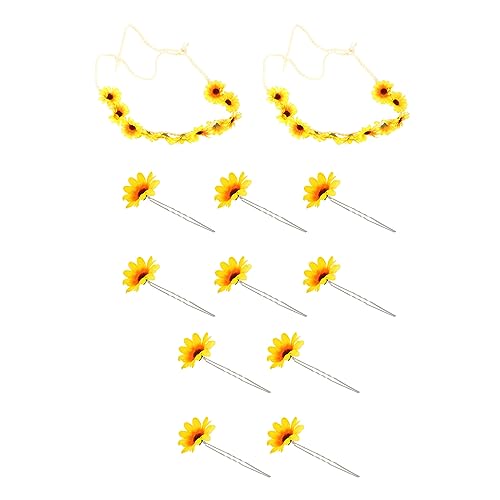 FOMIYES 16 Stk Kartensatz Sonnenblumen-haarspangen Blumenhaarspangen Für Frauen Haargummis Für Haarschmuck Für Frauen Hochzeit Haarspangen Für Damen Gänseblümchen Stoff Baby Stirnband von FOMIYES