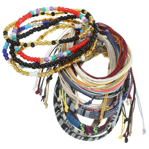 FOMIYES 18 Stück Teiliges Boho Perlen Fußkettchen Set Leichte Gewebte Damen Knöchelarmbänder Bunte Strand Fußketten Handgefertigte Schmuckdekoration für Frauen von FOMIYES