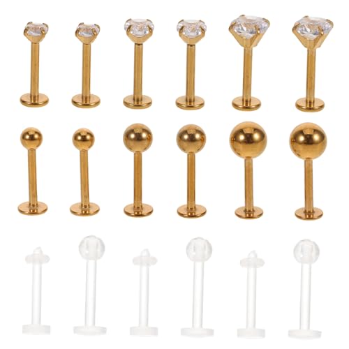FOMIYES 18 Stück Teiliges Edelstahl Labret Lippenpiercing mit Zirkonia Modische Tragus Helix Ohrknorpel Studs Hypoallergener Piercing Schmuck für Frauen Hip hop Streetwear Stil von FOMIYES