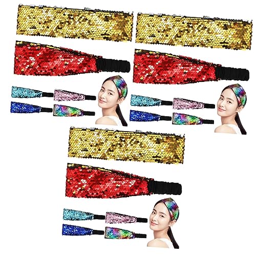 FOMIYES 18 Stk Pailletten Haarband Glitzerstirnbänder Für Damen Haarband Glänzend Pailletten-haarband Funkelnde Stirnbänder Für Frauen Yoga-stirnband Elastisch Stoff Fräulein Kopfbedeckung von FOMIYES