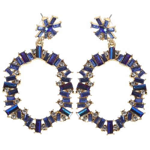 FOMIYES 1paar Damen Kreolen Ohrringe Exaggerated Circle Eardrops Für Partys Mode Und Alltag Stilvolle Auffällige Ohrringe Blau Hochwertigem von FOMIYES