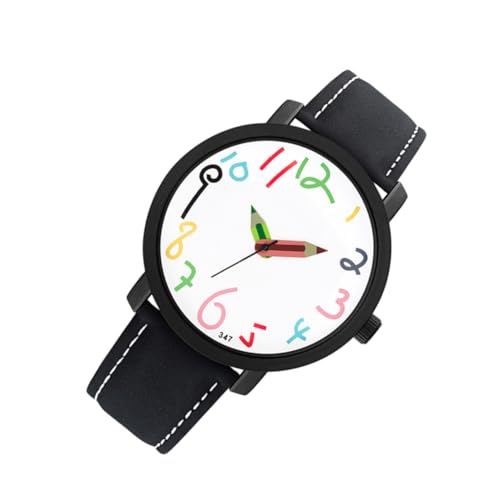 FOMIYES Quarzuhr Für Junge Mädchen Mit Cartoon-Muster wasserdichte Armbanduhr Modische Uhr Mit Weißem Ziffernblatt Und Schwarzem Band Verstellbares Armband Für Individuelle Anpassung von FOMIYES