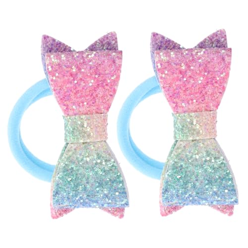FOMIYES 1paar Bunte Satin Haargummis Mit Schleife Elastische Haarbänder Für Mädchen Glitzernde Haaraccessoires Für Für Partys Und Alltag von FOMIYES