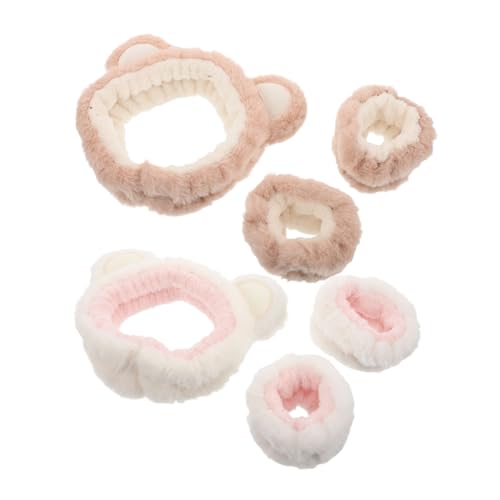 FOMIYES 1satz Weiche Plüsch Bärenohren Haarband Und Handgelenkband Einstellbar Für Gesichtsreinigung Make-up Und Spa-anwendungen Multifunktionale Haarschutz-accessoires von FOMIYES