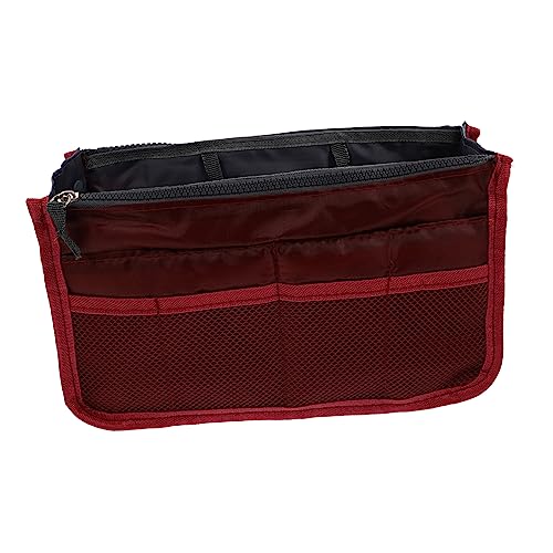 FOMIYES Große Kapazität Tragbare Innentasche Organizer Für Handtaschen Faltbare Aufbewahrungstasche Mit Multi Taschen Für Reisen Kosmetik Und Kleinigkeiten Weinrot von FOMIYES