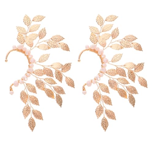 FOMIYES 2 Blatt-Ohrringe: Perlen-Elfen-Ohrmanschetten, Blatt-Ohrwickel, Ohrstecker, Kletterohrringe, Schmuck für Halloween, Weihnachtsfeier von FOMIYES