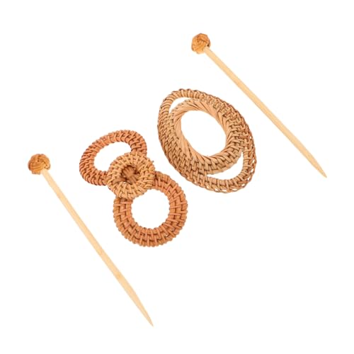 FOMIYES 2 Boho Haarspangen aus Handgeflochtenem Rattan mit Stab Robuste Stilvolle Haarnadeln für Damen und Teenager Vielseitiger Chignon Bun Halter Geeignet für Haartypen und Anlässe von FOMIYES