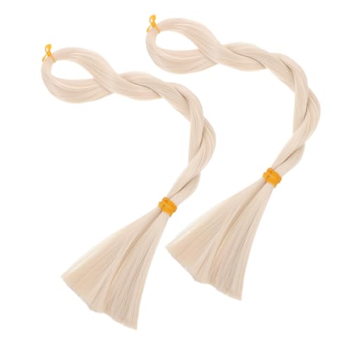 FOMIYES 2 Bündel Gerade Kunsthaar Puppenperücke Ersatzteile Cosplay Perücken Für Mädchen Halloween Party Beige von FOMIYES