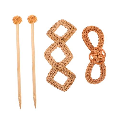 FOMIYES 2 Handgefertigte Haarspangen aus Rattan mit Stab Boho Haarclip für zartes Haar Dekorative Haarstifte Französischer Haarschieber für Frauen und Mädchen von FOMIYES