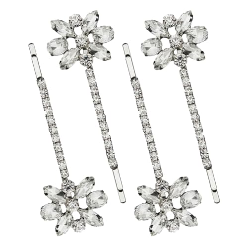 FOMIYES 2paare Strass-blumen-haarnadeln Silberfarbene Haarclips Modische Haarschmuck Für Frauen Und Mädchen von FOMIYES