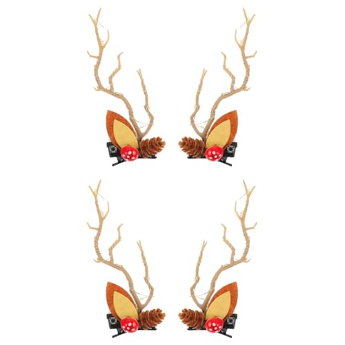 FOMIYES 2 Paar Haarspange in Weihnachtlichem Glanz Weihnachtshaarnadeln Weihnachtshaarspangen Für Frauen Geweih Haarspangen Aschenbecher Für Den Außenbereich Rentiergeweih-haarnadel Harz von FOMIYES