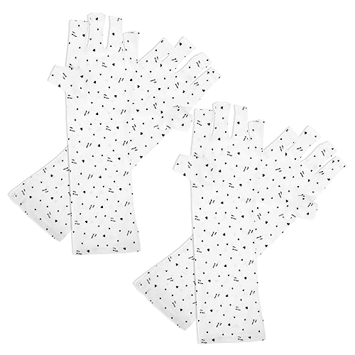 FOMIYES 2 Paar Nagelhandschuhe Aufkleber Handwärmer UV-Nagel fingerlos Nagelkunstwerkzeuge Maniküre-Handschuhe mit UV-Schutz UV-Handschuhe für Gel-Maniküre Handbedeckungen Polyester Weiß von FOMIYES