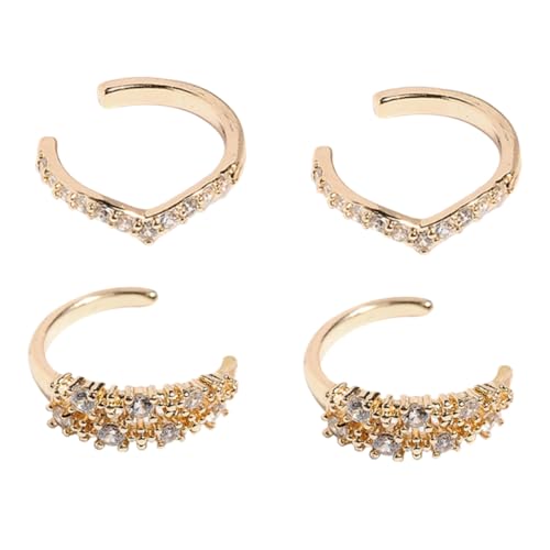 FOMIYES 2 Paar Verstellbare Ohrclips Piercing Ohrmanschetten mit Diamantdesign Ohrklemmen für Teenager Mädchen Vielseitiger Schmuck für Alltag und Festlichkeiten von FOMIYES