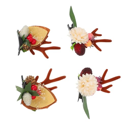 FOMIYES 2 Paar Weihnachtshaarspangen Haarspangen Mädchen Hirschgeweih Stirnbänder haarspange weihnachten weihnachts haarspangen haarschmuck Geweih Kopfschmuck Weihnachtshaarnadeln von FOMIYES