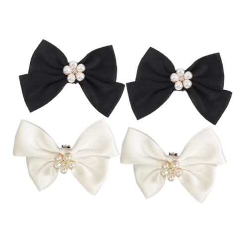 FOMIYES 2 Paare Abnehmbare Schleifen Schuhclips mit Eleganter Schleifen dekoration Robuste Schuhschnallen für Hochzeit Brautschmuck Vielseitige Schuhaccessoires in Schwarz und Beige von FOMIYES