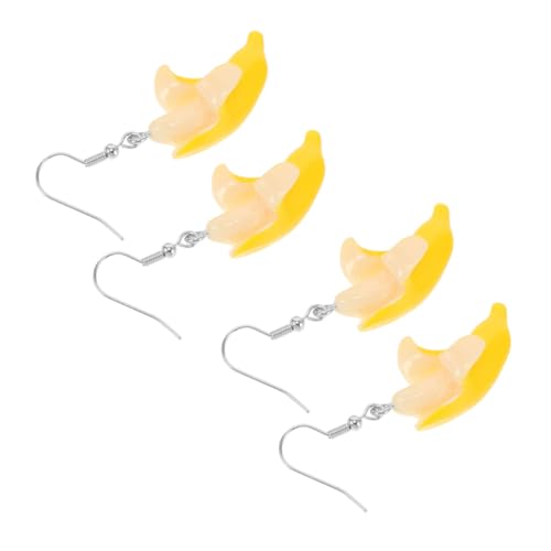 FOMIYES 2 Paare Bananenohrringe Gelb Kreative Frucht Form Damen Ohrhänger Lustige Anhänger Accessoires für Sommer Karneval von FOMIYES