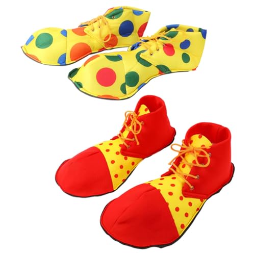 FOMIYES 2 Paare Clown Schuhe für Erwachsene Leichte Strapazierfähige Kostümschuhe mit Bunten Punkten für Halloween Karneval Cosplay und Performance von FOMIYES