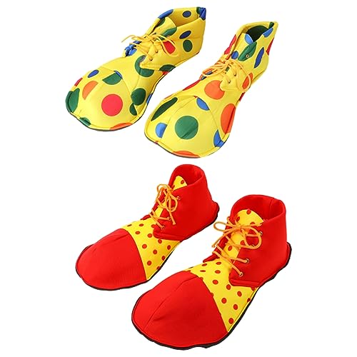 FOMIYES 2 Paare Clownschuhe Bunt und Rot Leichte Kostüm Schuhe für Halloween Fasching Karneval Zirkus Dress Up Party Erwachsene Zubehör von FOMIYES