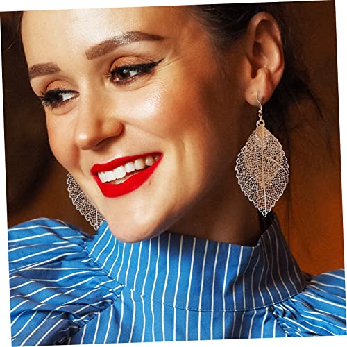 FOMIYES 2 Paare Damen Ohrhänger mit Doppellagigen Blattanhängern Leichte Vintage Drop Dangle Ohrringe Gold und Silber für Frauen und Mädchen Modischer Schmuck für Alltag und Party von FOMIYES