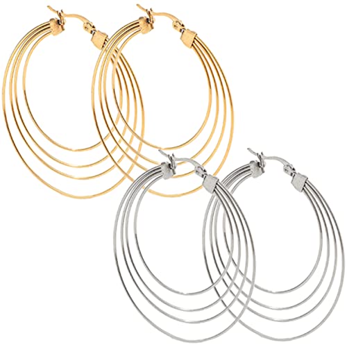 FOMIYES 2 Paare Exaggerierte Creolen Ohrringe für Damen Funky Ohrschmuck Hochwertigem in und Goldfarbe für Outfits und Anlässe von FOMIYES