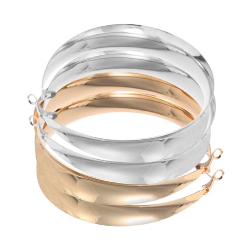 FOMIYES 2 Paare Große Metall Creolen Ohrringe Statement Geometrische Kreis Ohrschmuck Leicht Elegant für Damen Alltag Party Hochzeit von FOMIYES