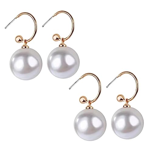 FOMIYES 2 Paare Große Perlenohrringe Damen Ohrstecker Modisch Elegant Kreatives Design Komfortabel Sicher für Party und Alltag von FOMIYES