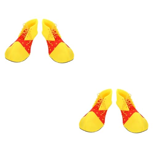 FOMIYES 2 Paare Halloween Clown Schuhe Gelb Rot mit Punkten Clown Cosplay Kostümschuhe Erwachsene Flexibel und für Bühnenauftritte und Karneval von FOMIYES
