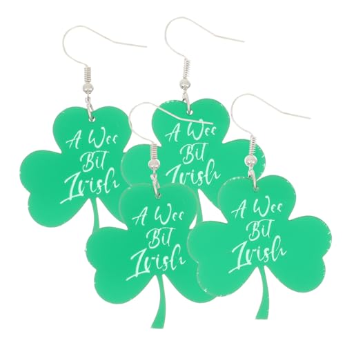 FOMIYES 2 Paare Kleeblatt Ohranhänger Grün Patrick's Day Ohrringe Damen Leicht Langlebig Modisch für Alltag und Festlichkeiten von FOMIYES