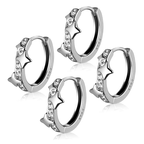 FOMIYES 2 Paare Kleine Stern Ohrringe aus Hoops für Frauen Sichere und Langlebige Cartilage Ohrringe Vielseitig Kombinierbar für Alltag und Besondere Anlässe von FOMIYES