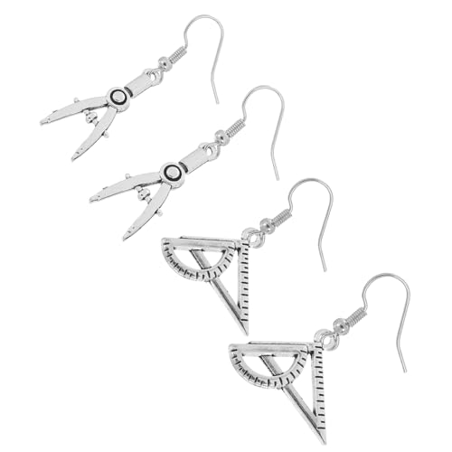 FOMIYES 2 Paare Kreative Dangler Ohrringe für Damen Architekten Schmuck mit und Dreieck Lineal Design Ohrhänger aus Legierung Vielseitiger Ohrschmuck für Alltag und Party von FOMIYES