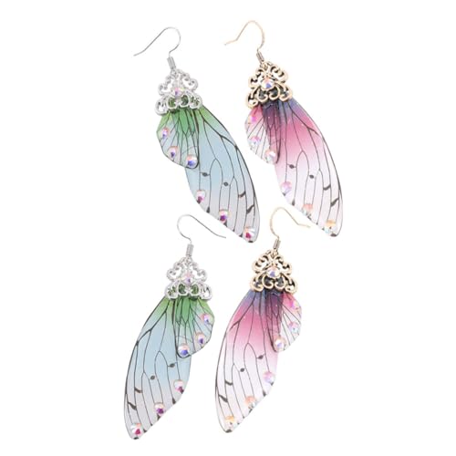 FOMIYES 2 Paare Lange Schmetterlingsflügel Ohrringe Damen Filigrane Dangle Ohrhänger Naturinspiriert Elegant für Karneval Cosplay Hochzeit und Alltag Hängende Statement Ohrringe von FOMIYES