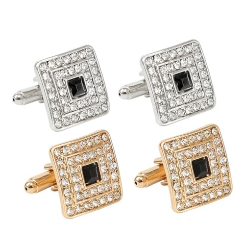 FOMIYES 2 Paare Manschettenknöpfe für Herren mit Kristallen Trendige Cufflinks für Hochzeiten Festliche Anlässe Elegantes Design Langlebig Praktisch von FOMIYES